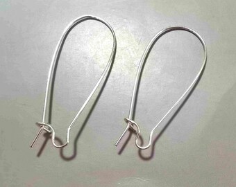 May include: Two silver-colored, teardrop-shaped earring hooks. Each hook has a looped bottom and a straight post for insertion into the ear. The hooks are displayed against a gray background.
