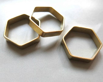 20pcs Raw Brass Hexagon Rings, Findings 22mm - F2111