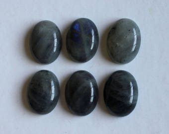 6pcs Labradorite Oval Cabochon Flat Back Stones 20mmx15mm
