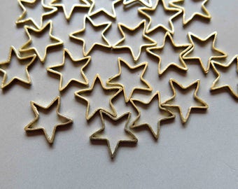 200pcs Raw Brass Stars Rings, Findings 10mm - F305