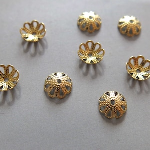 100pcs Raw Brass Flower Shape Bead Caps,  Findings 7mm - F1357