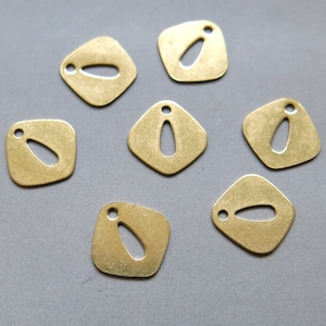 100pcs Raw Brass Rhombus Ring Charms ,Pendants 11mm - F1534