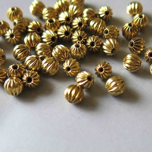 200pcs Raw Brass Crimped Round Beads 5mm - F546