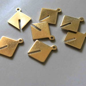 50pcs Raw Brass Rhombus Charms , Findings 13mm x 11mm - F563