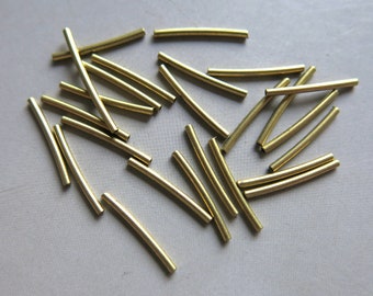 300pcs Cut Raw Brass Curved  Tube Cylinder Shape Beads 15mm x 1mm - F981