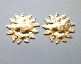 20pcs Raw Brass Sun Pendants,Charms 31mm - F1851
