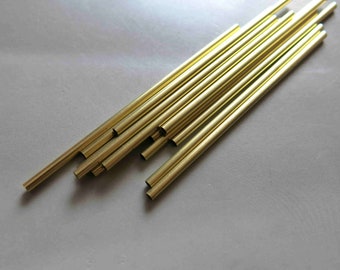 50pcs Cut Raw Brass Tube Cylinder Shape Beads 140mm x 2.5mm - F1358