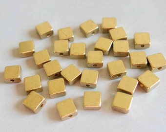 100pcs Raw Brass Square Beads Spacer Beads 5mm - F228