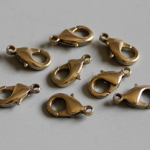 30pcs Raw Brass Lobster Claw Clasp 12mm x 6mm- F289