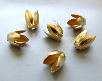 50pcs Raw Brass Floral Tulip Bead Caps,  Findings 8.5mm - F1337