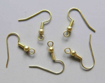 100pcs Raw Brass Ear Wire Earring Findings 17mm  - F138