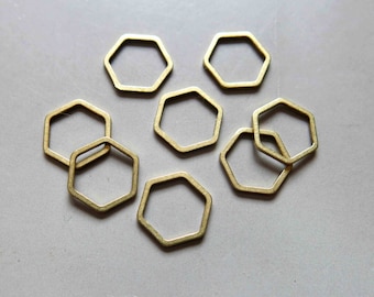 200pcs Raw Brass Hexagon Rings, Findings 8mm - F1125