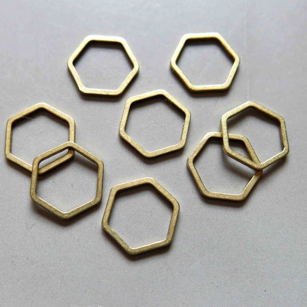100pcs Raw Brass Hexagon Rings, Findings 8mm - F1125