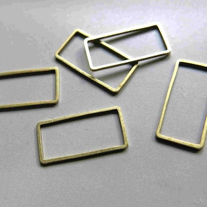 50pcs Raw Brass Rectangle Rings , Findings 20mmx10mm - F1966