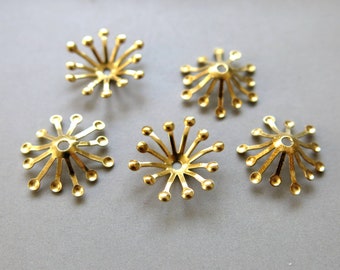 100pcs Raw Brass Flower Shape Bead Caps, Findings 12mm - F1463