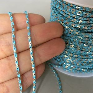 5 metros - 16.5 pies oro azul latón serpiente cadena, cadena de collar 1.5mm - F865