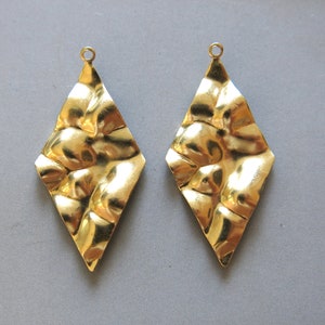 30pcs Raw Brass Rhombus Charms ,Pendants 38mm x 19mm- F1040