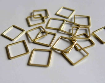 200pcs Raw Brass Square Rings , Findings 12mm  - F177