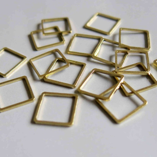 200pcs Raw Brass Square Rings , Résultats 12mm - F177