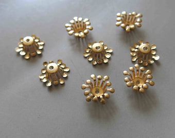 50pcs Raw Brass Flower Shape Bead Caps, Findings 10mm - F442