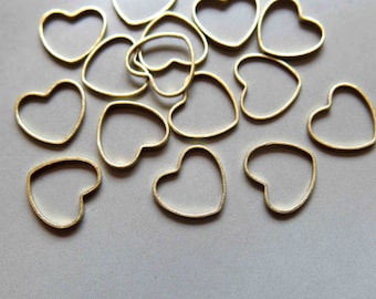 200pcs Raw Brass Heart-shaped Rings, Findings 7.5mm - F406