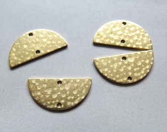 50pcs Raw Brass Half Round Charms, Pendants 21mmx10mm - F2017