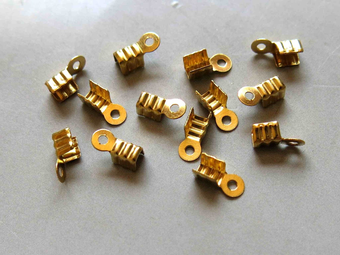 500pcs Raw Brass Cord End Clasp With Loopfindings 7mm X 3mm Etsy