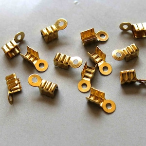 200pcs Raw Brass Cord End Clasp With Loop,Findings 7mm x 3mm- F365