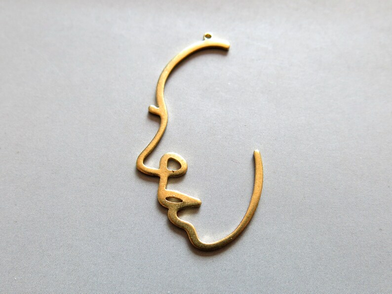 Face Charm,Earrings Findings 43mm x 23mm F1143 20pcs Raw Brass Pendants