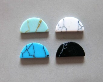10pcs Half Round Flat Slices Turquoise Cabochon,Howlite Stones 13mmx7mm