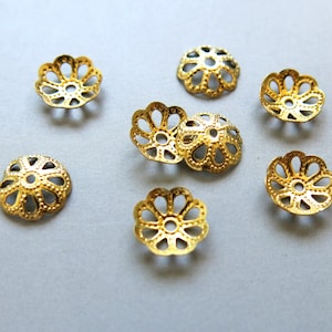 200pcs Raw Brass Flower Shape Bead Caps,  Findings 9mm - F1230