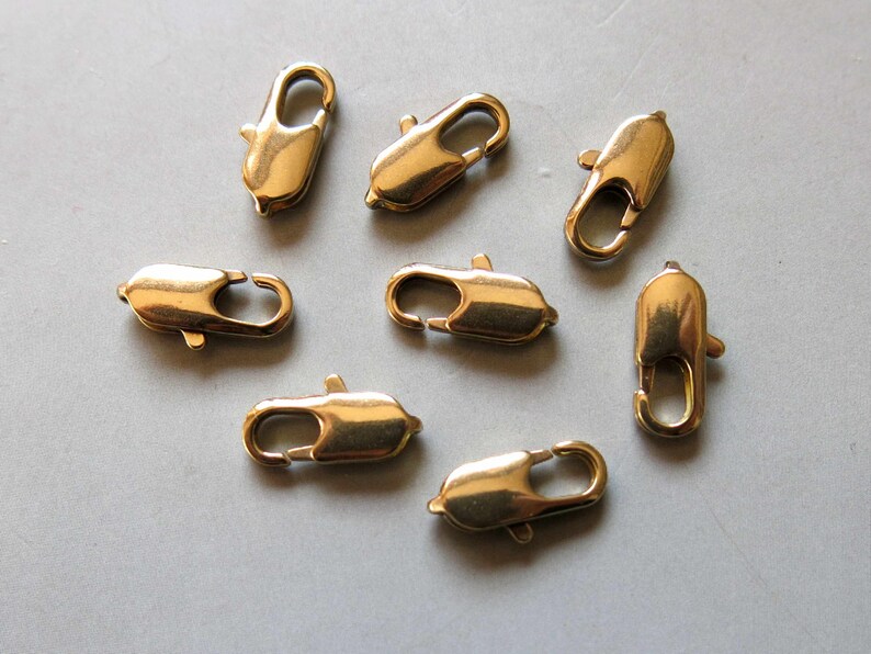 50pcs Raw Brass Lobster Claw Clasp 14mm x 5mm F292 image 1