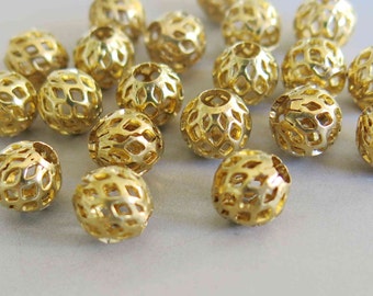 50pcs Raw Brass Round Shape Beads Spacer Beads 8mm - F215