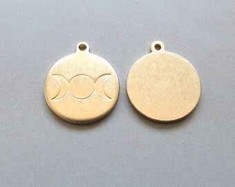 30pcs Raw Brass Round Charms ,Pendant Findings 15mm- F1558