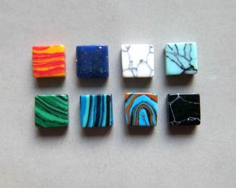 10 pezzi di fette piatte quadrate Cabochon turchese, pietre di Howlite 6mm