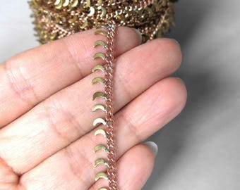 2 meters Raw Brass Crescent Chain, Soldered Links - F2160