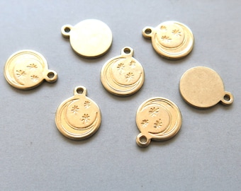 50pcs Raw Brass Round Charms ,Pendant Findings 10mm- F1565