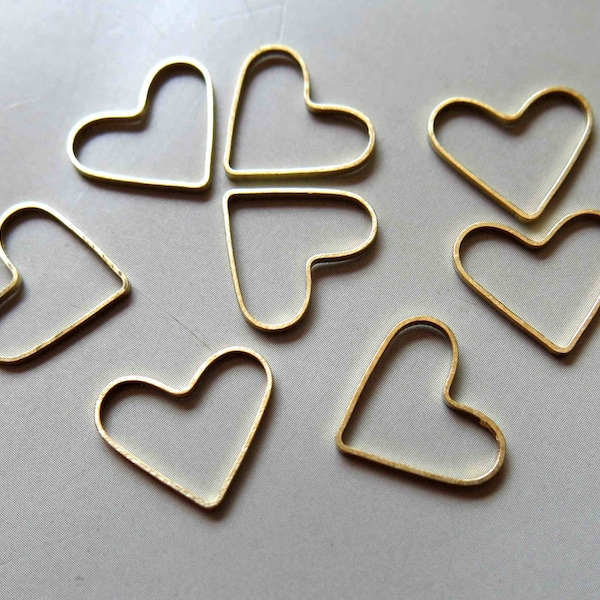 200pcs Raw Brass Heart-shaped Rings, Findings 14mm x 12mm - F315