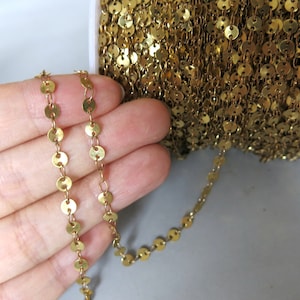 5 meters - 16.5 feet Raw Brass Disk and Link Chain,Necklace chain 4mm - F933