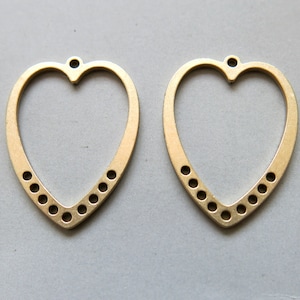 10pcs Raw Brass Heart Charms, Pendants, Jewelry Making Supplies 26mmx19mm - F1676