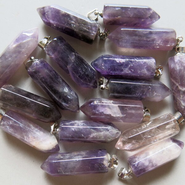 Amethyst Point Pendant 26mm x 9mm - B689