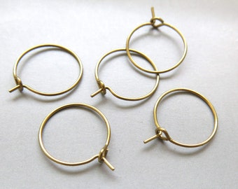 100pcs Raw Brass Ear Wire Earrings Hoop Findings 25mm  - F1076