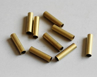 100pcs Cut Raw Brass Tube Cylinder Shape Beads 20mm x 4mm - F1930