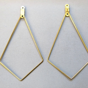 30pcs Raw Brass Ear Wire,Rhombus Shape Earrings Findings 56mmx32mm - F1587