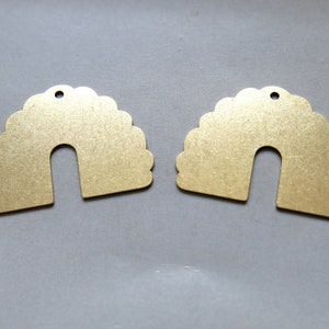 10pcs Raw Brass Clouds Charms, Domed Pendants, Jewelry Making Supplies 30mmx23mm - F1695