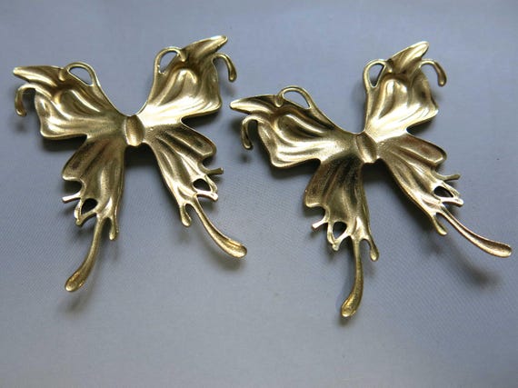 6 Stück Messing Schmetterling Charms, Anhänger, Zubehör 43 mm x 41 mm - F2270