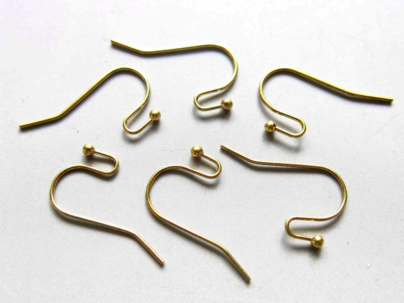 200pcs Raw Brass Ear Wire Earring Findings 21mm F137 image 1