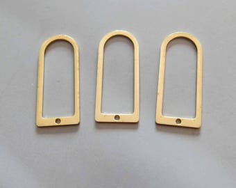 30pcs Raw Brass Charms, D Shape Rings Pendants Findings 30mmx12.5mm - F598