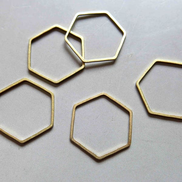 50pcs Raw Brass Hexagon Rings, Findings 19mm - F1647