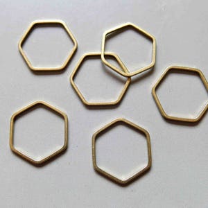 100pcs Raw Brass Hexagon Rings, Findings 16mm - F557